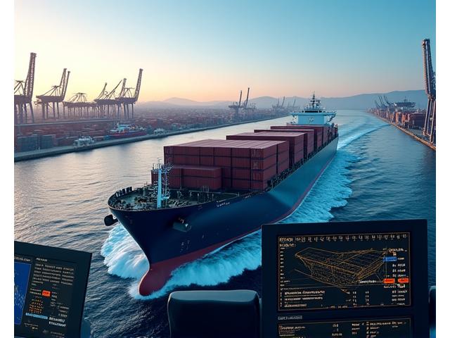 大型船舶が精密海図で安全に航行している様子